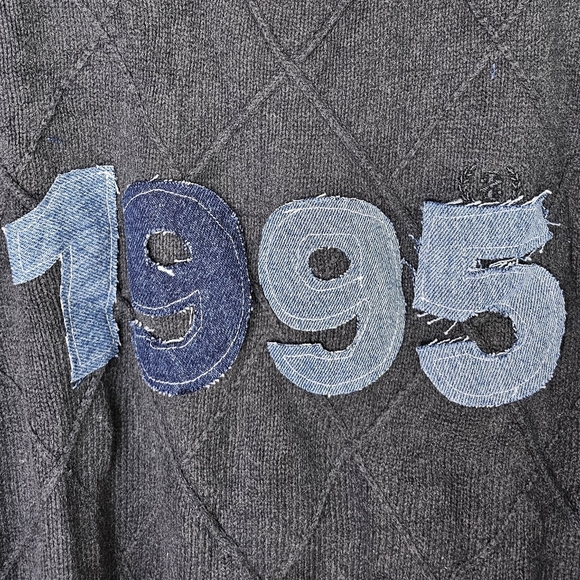 ReMADE By UO Urban Renewal 1995 Denim Patch Sweater, S/M **EACH ONE UNIQUE** - Picture 3 of 9